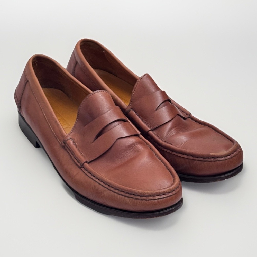 Land's End Men's Penny Loafers Tan Brown Leather Slip On Shoes Size 11.5 Brazil